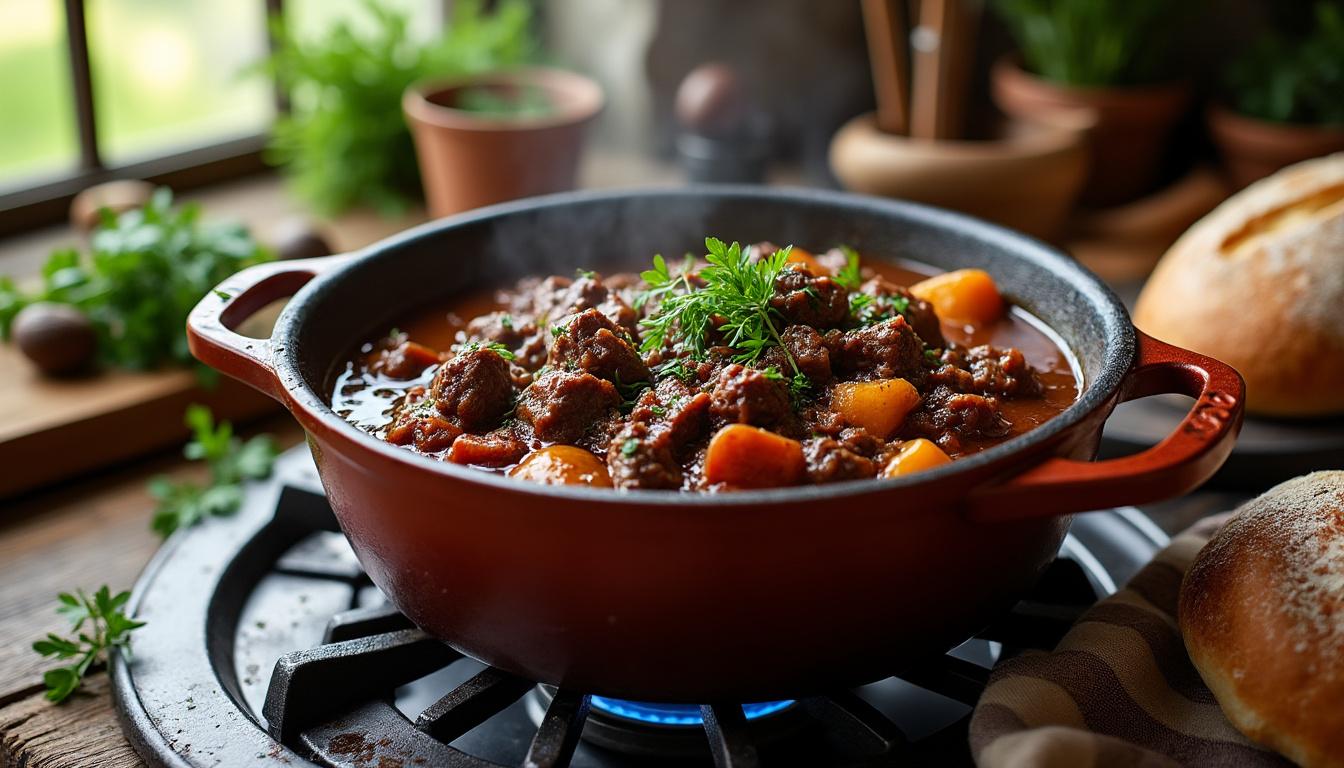 découvrez une recette de grand-mère pour préparer un boeuf bourguignon authentique, riche en saveurs et facile à réaliser pour un repas convivial et délicieux.
