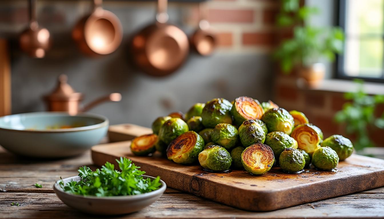 découvrez une recette simple et délicieuse pour préparer des choux de bruxelles rôtis au four, parfaits pour un accompagnement savoureux et rapide.