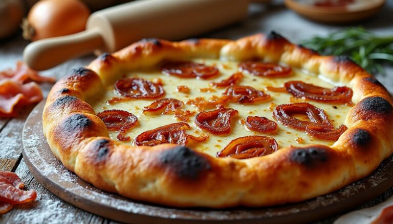 découvrez comment préparer la flammekueche, la tarte flambée alsacienne traditionnelle, avec notre recette simple et authentique pour un résultat savoureux et croustillant.