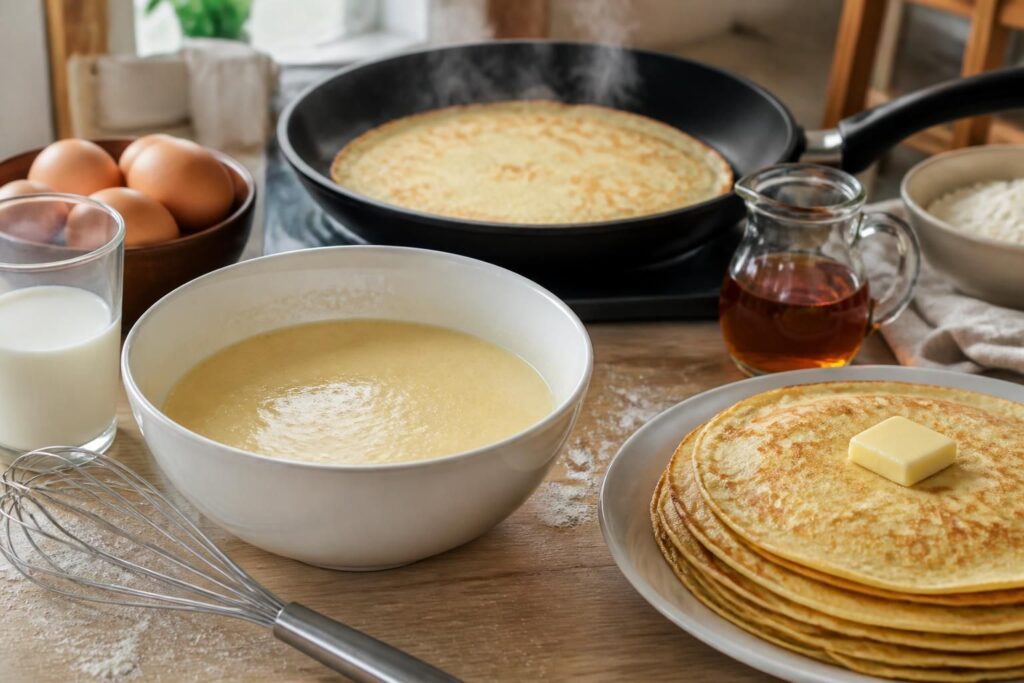 découvrez une recette simple et rapide pour préparer des crêpes moelleuses et légères, parfaites pour un petit-déjeuner ou un goûter délicieux.